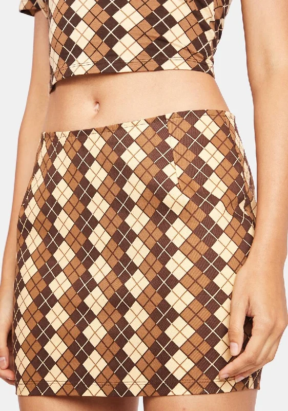 Women's Urban Clothing Brown Argyle Ima Mini Skirt