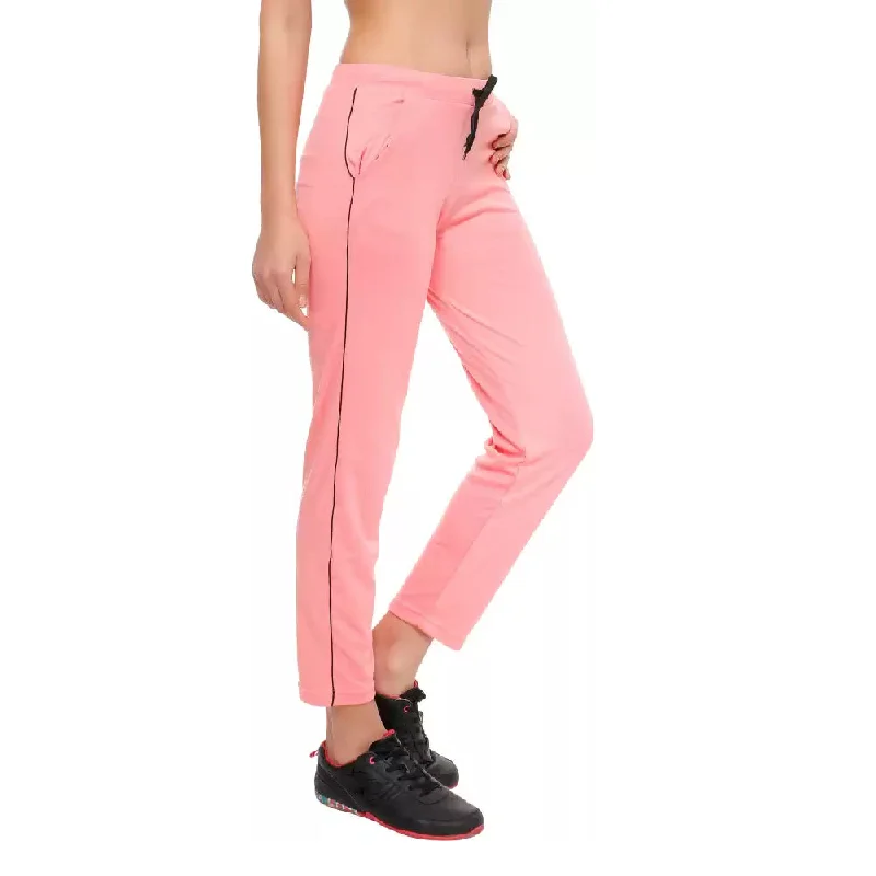 Vintage-Inspired Women's Clothes T.T. Women 100% Cotton Interlock Fabric Pink Track Pant