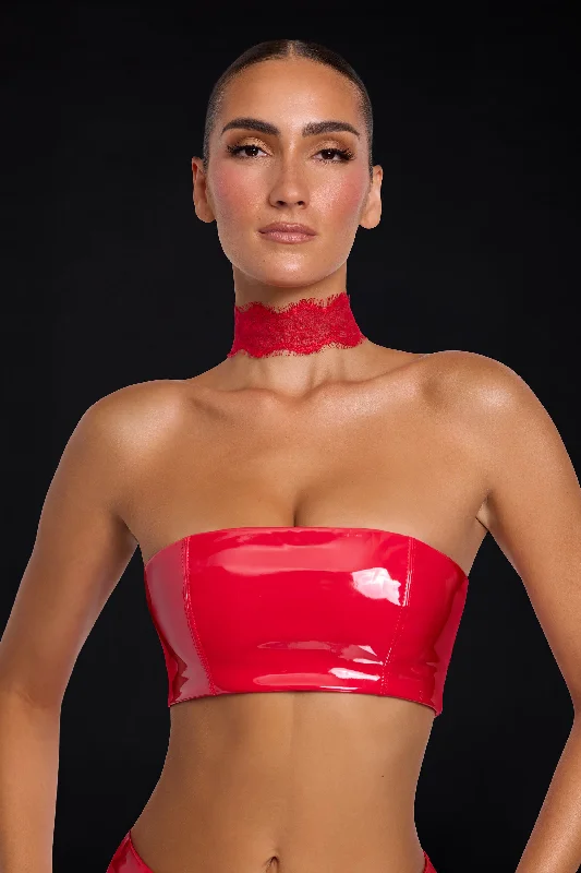 Women's Outdoor Activity Garments Vinyl Bandeau Bralette in Fire Red