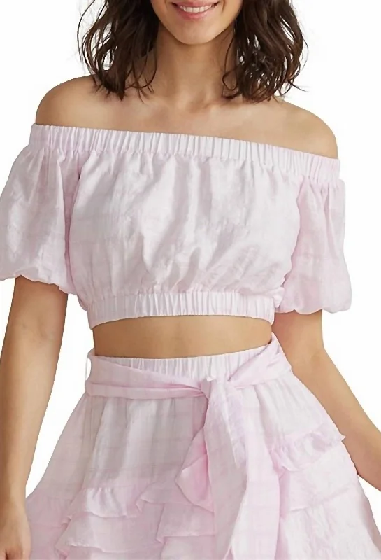 Women's Clothes For Work Nive Cropped Top In Pink White Combo