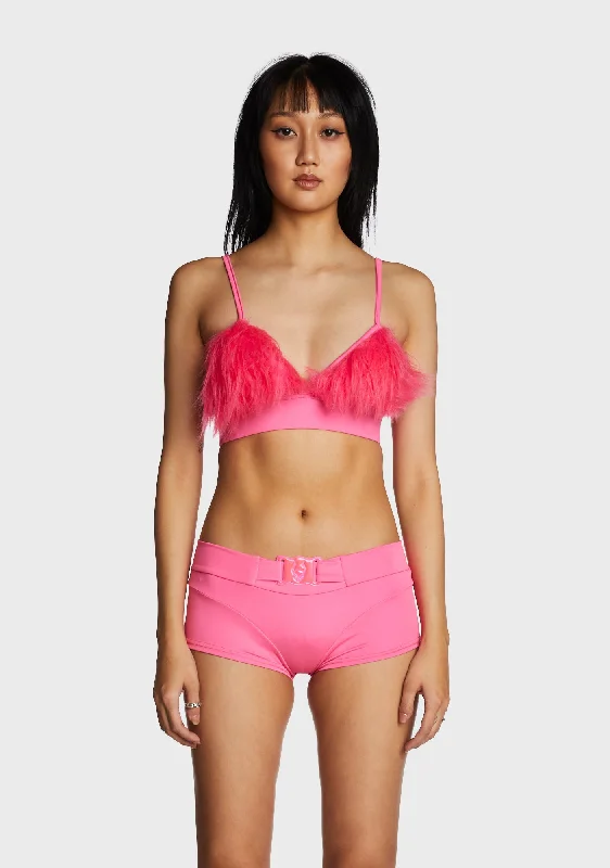 Women's Classic Attire Fur Bralette - Pink