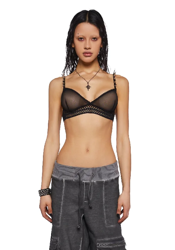 Charming Women's Outfit For Special Occasions Crossfade Mesh Bralette With Spike Studs