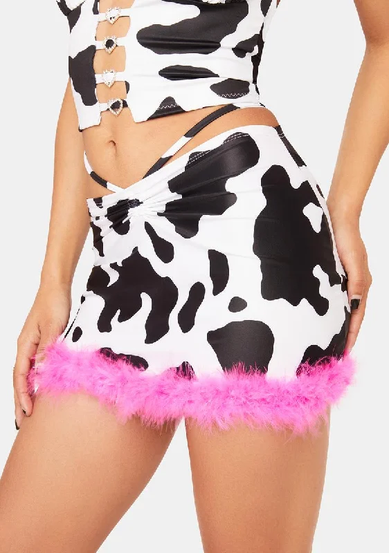 Women's Plus-Size Casual Outfit Disco Cow Mini Skirt