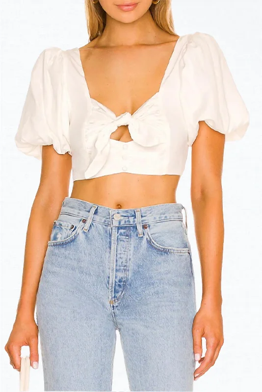 Stylish Clothes For Women Jessie Cutout Cropped Top In White