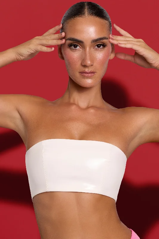 Women's Transitional Garments Vinyl Bandeau Bralette in White