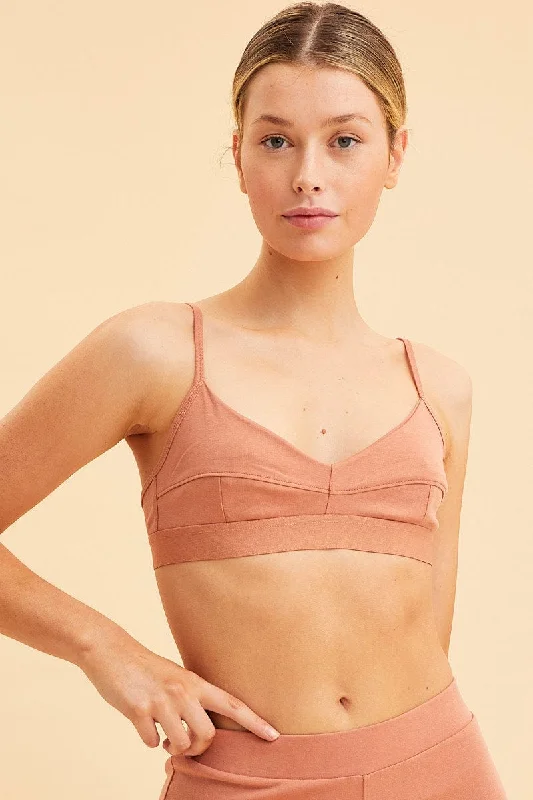 Women's Professional Outfit Orange Triangle Bralette Cotton Stretch Seam Detail