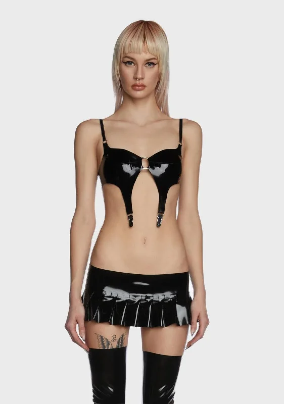 Stylish Women's Outerwear Apparel Latex Garter Bra