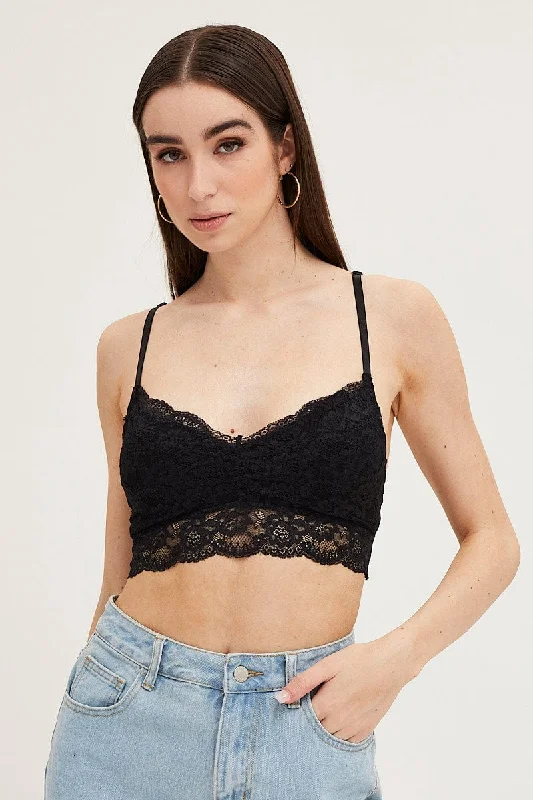 Women's High-End Clothing Black Bralette Lace