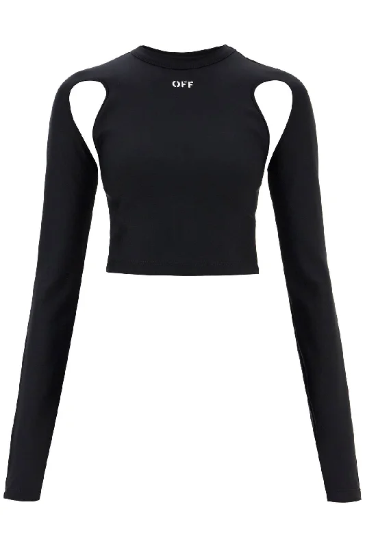 Fashionable Women's Casual Apparel Off- Women's "Cropped Top With Cut Out Detail