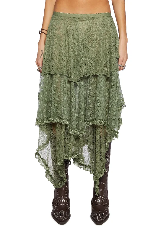 Comfortable Women's Clothing Ethereal Woodlands Maxi Skirt - Green