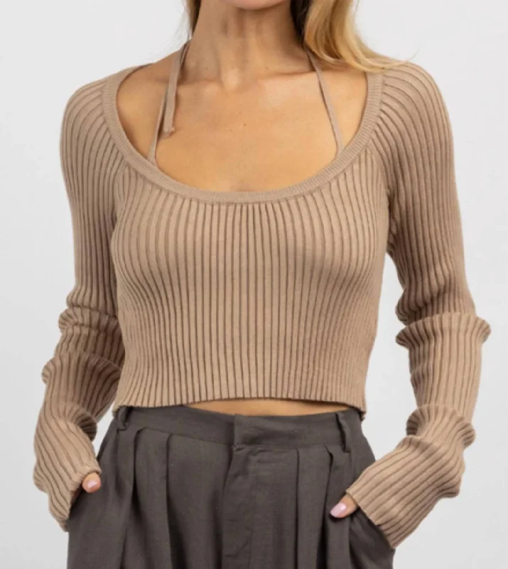 Women's Transitional Attire Moment Layered Bralette Top In Mocha