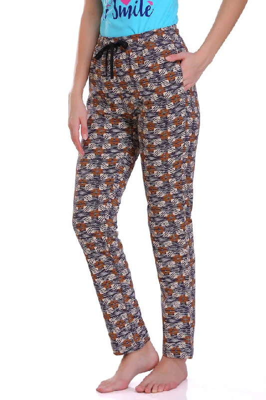 Affordable Women's Clothing HiFlyers Women Comfort Fit  Printed Cotton Pyjama BROWN