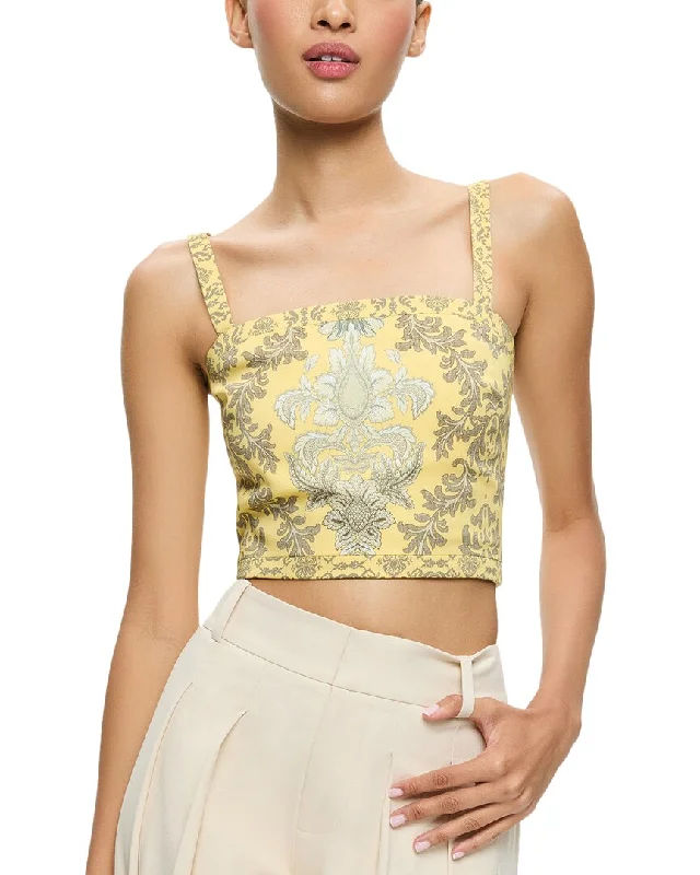 Classic Women's Apparel alice + olivia Sasha Lace Up Cropped Top