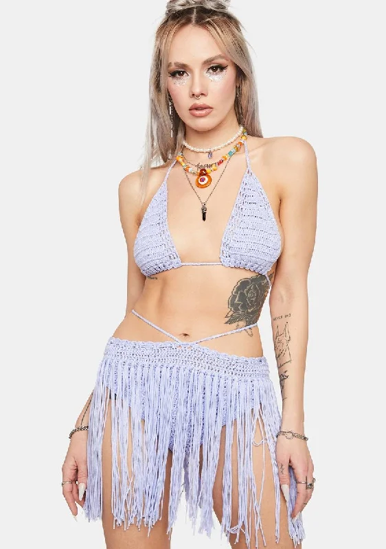 Women's Clothes For Outdoor Events Lavender Where's The Love Crochet Skort Set