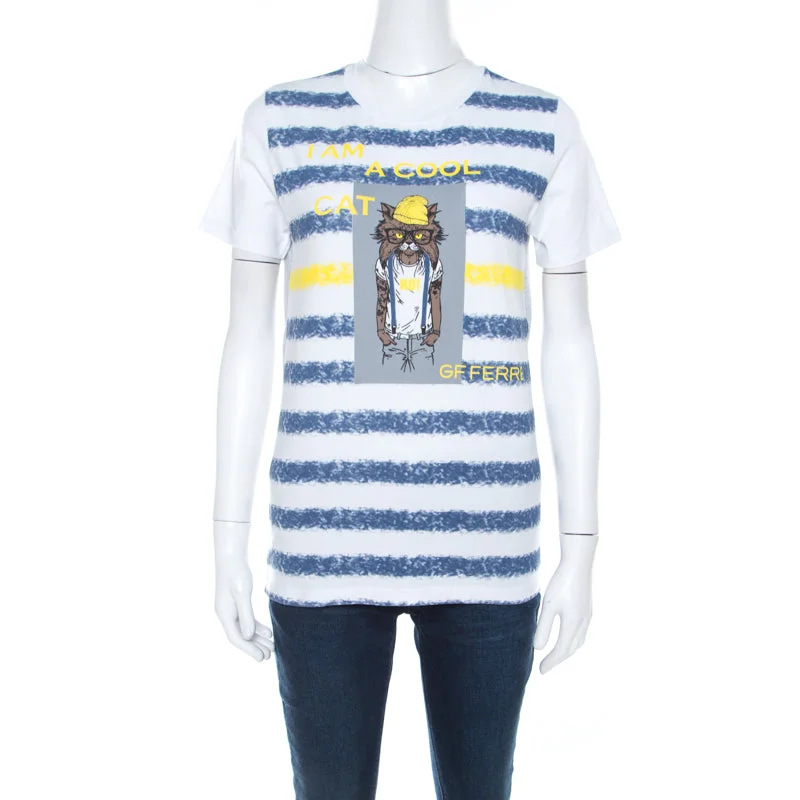 Women's Athletic Outfit Gianfranco Ferre Striped Cotton Printed Crew Neck T Shirt