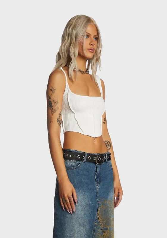 Women's Loungewear Clothes Off White Piped Cropped Top