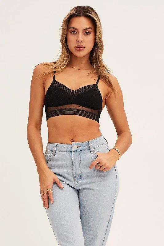 Women's Urban Clothing Black Mesh Bralette