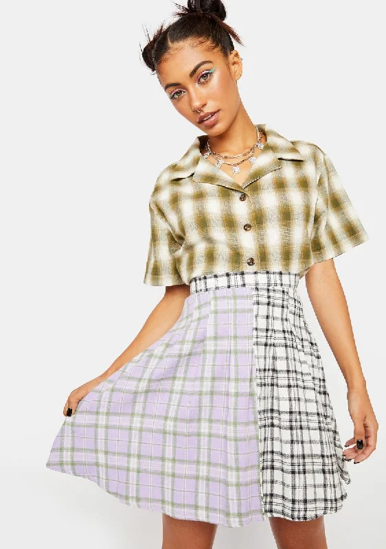 Women's Stylish Professional Garments Emily Plaid Pleated Skirt