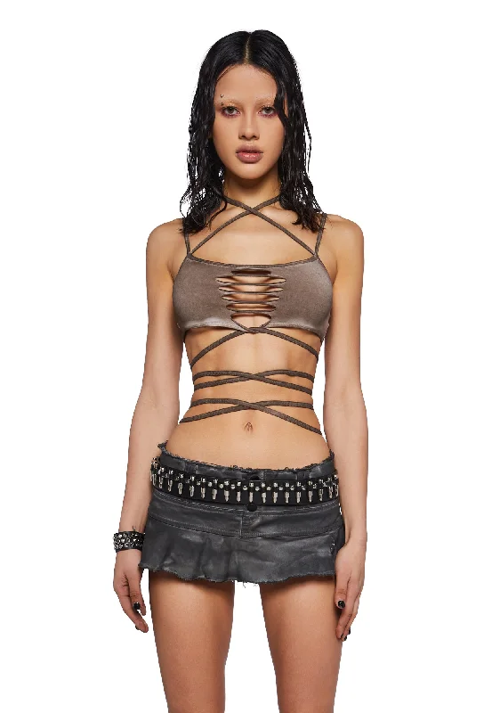 Women's Luxury Garments Crossfade Washed Shredded Bralette