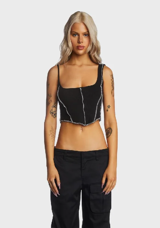 Women's Athletic Clothes Piped Cropped Top