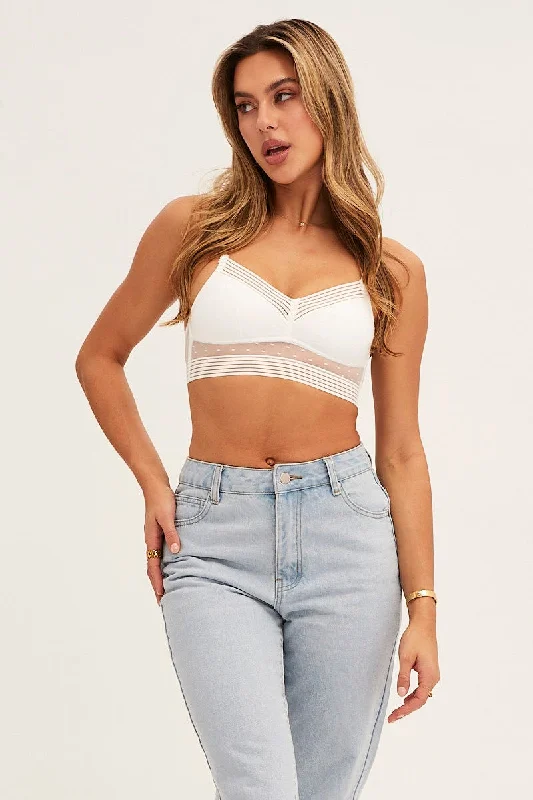 Women's Casual Clothing For Lounging White Mesh Bralette