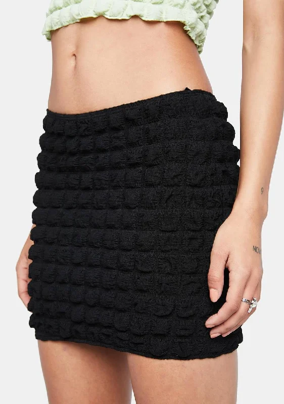 Affordable Women's Clothing Black Big Bubble Jersey Guida Mini Skirt