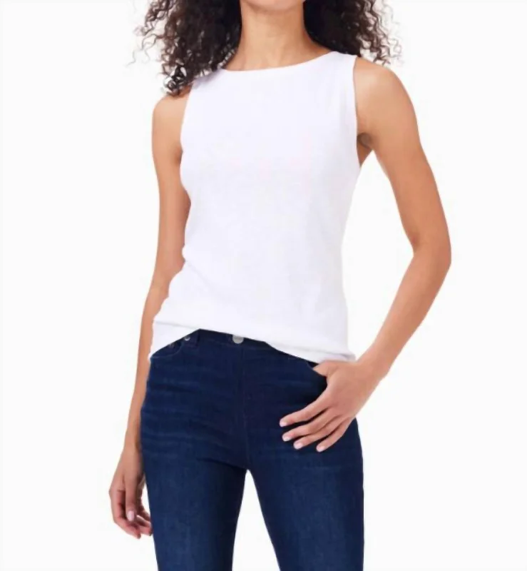 Women's Night-Out Outfit Boatneck Tank Top In Paper White