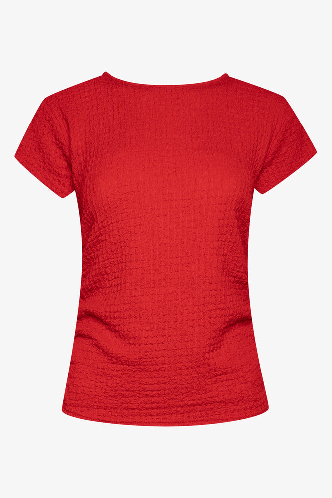 Women's Casual Apparel Blister Short Sleeve Top Red