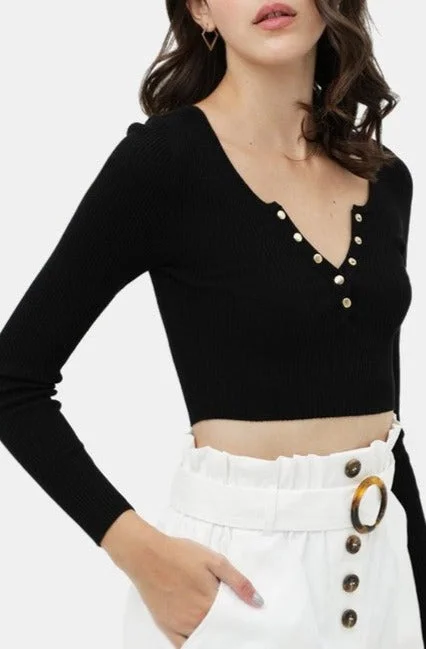 Women's Elegant Formal Outfit Snap Button Crop Top