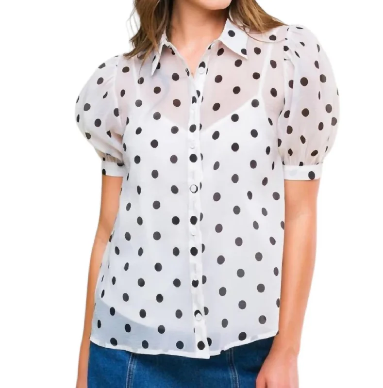 Women's Casual Wear Outfit Jacqueline Polka Dot With Cami Top In White/black