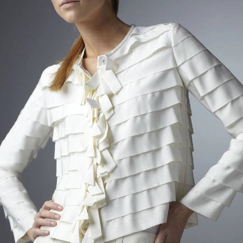 Women's Holiday Attire Grosgrain Ribbon Jacket, Ivory