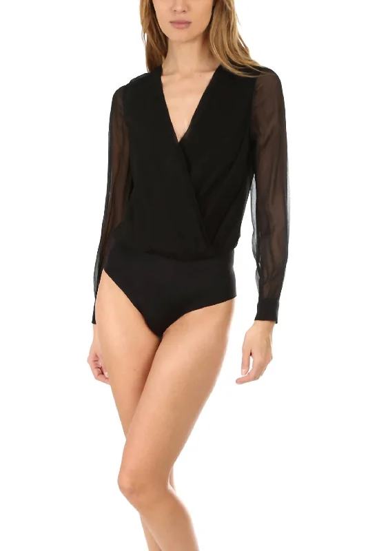 Women's Clothes For Work Tasha Silk Bodysuit In Black