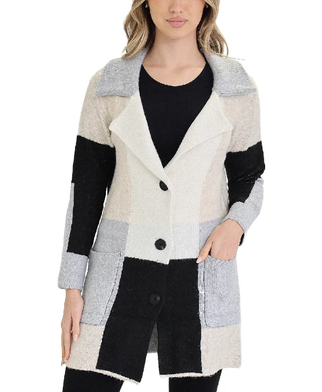 Women's Vacation Garments Colorblock Long Cardigan Sweater