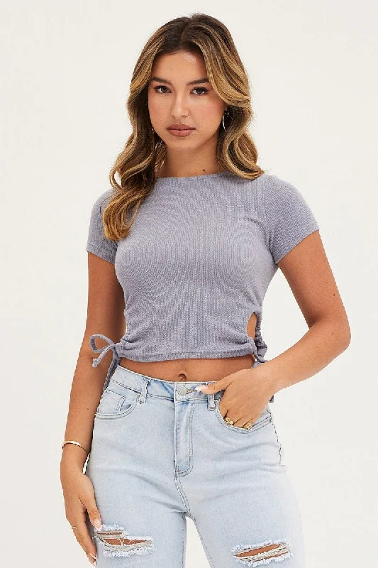 Women's Night-Out Clothes Blue Top Short Sleeve