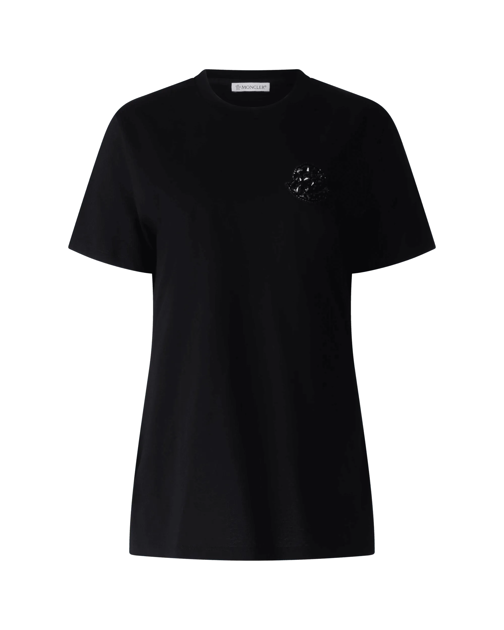 Women's Contemporary Apparel Embellished Black Logo T-shirt