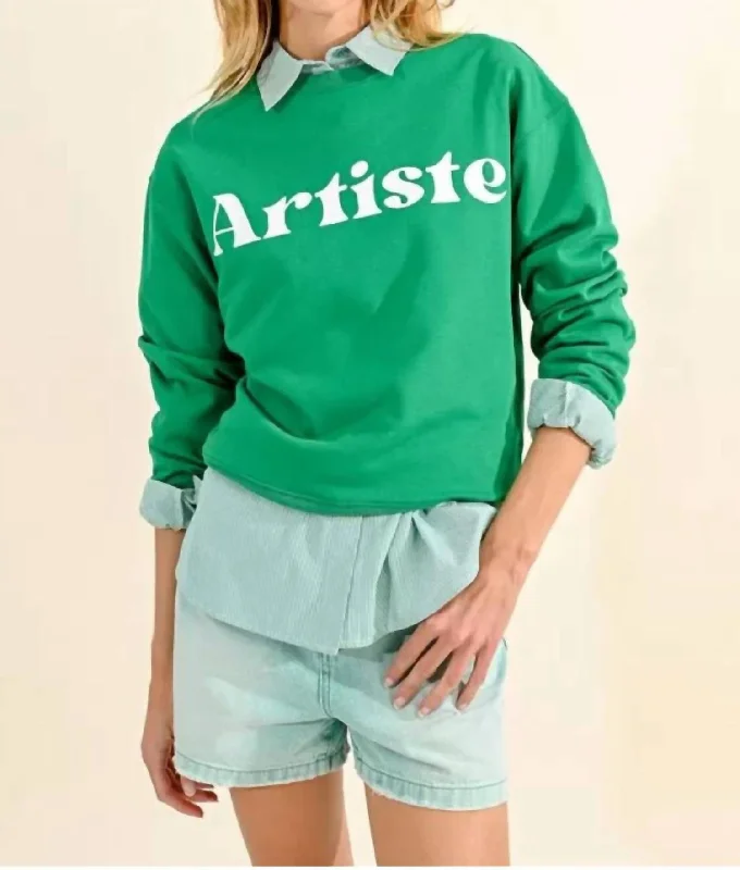 Vintage-Inspired Women's Clothes Artiste Sweatshirt In Green