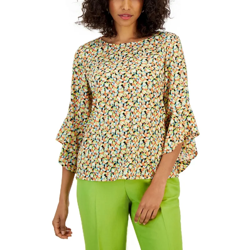 Women's Cozy Winter Attire Womens Printed Three Quarter Sleeves Blouse