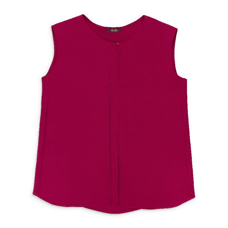 Women's Stylish Vacation Attire SILK SCOOP NECK BURGUNDY BLOUSE