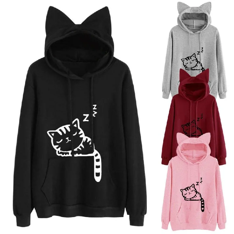 Women's Outerwear Apparel SLEEPING KITTY HOODIE