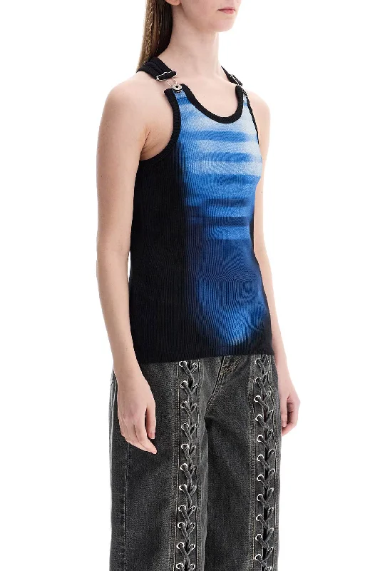 Women's Clothing For Work Jean Paul Gaultier Sleeveless Blue Cotton Striped Top Le Male With Wide Neckline