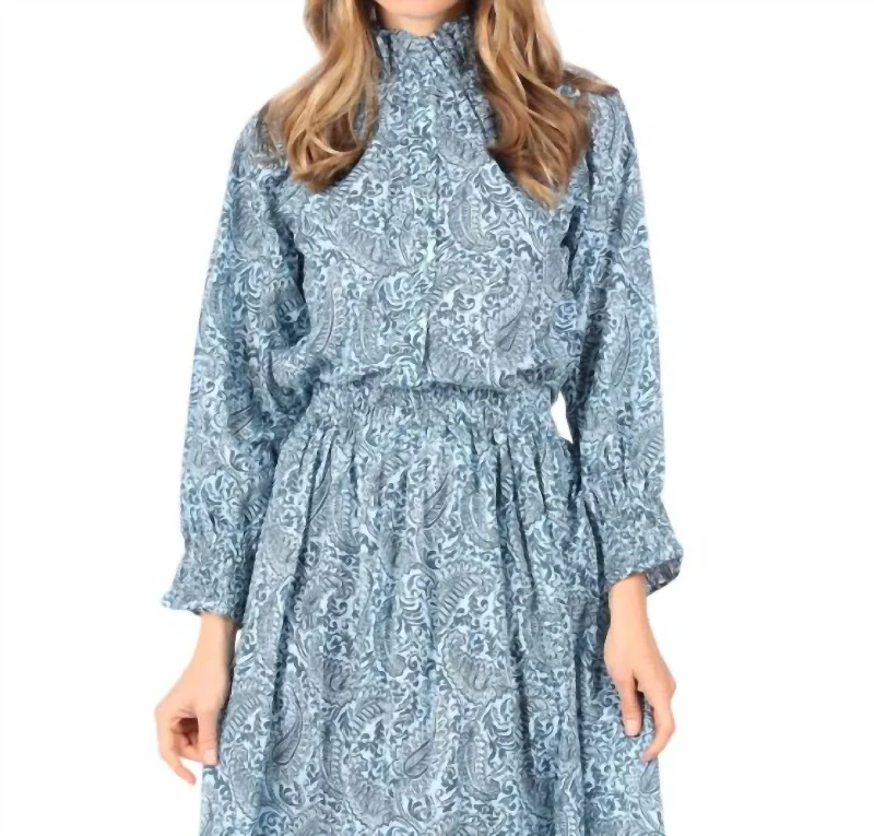 Elegant Women's Attire Candice Blouse In Blue Paisley