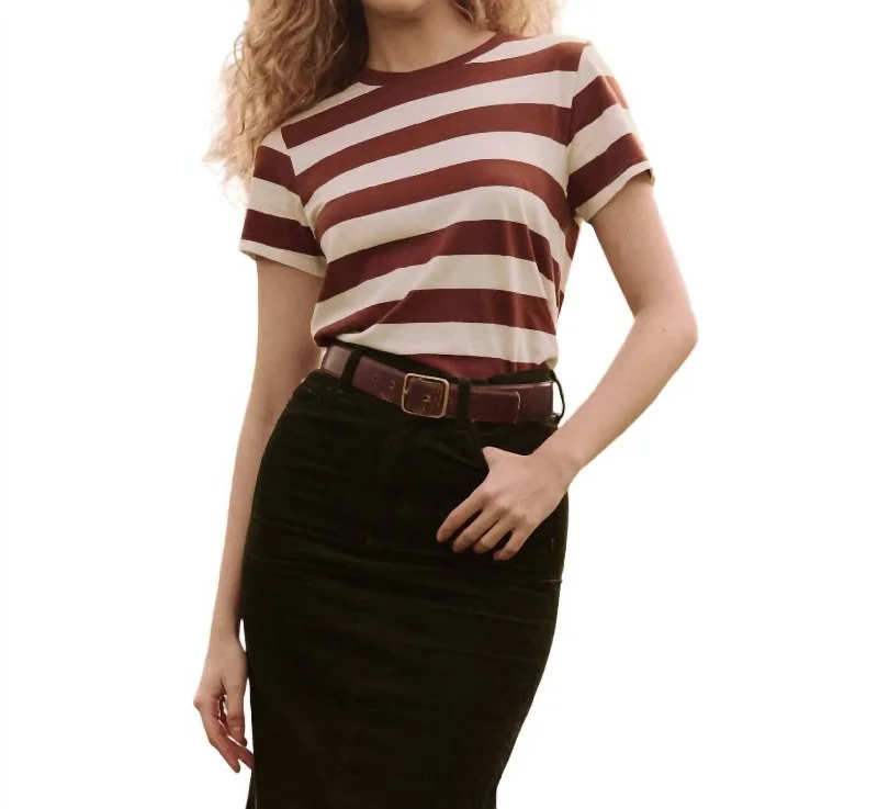 Fashion-Forward Women's Clothing Little Tee In Cognac Stripe