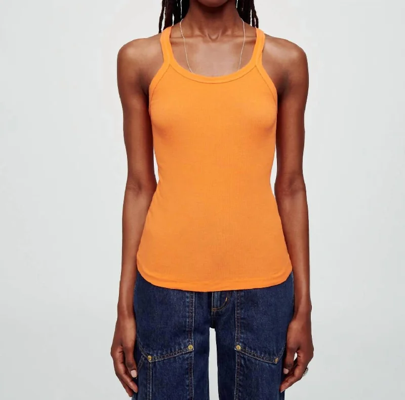 Women's Athleisure Apparel Ribbed Tank In Orange