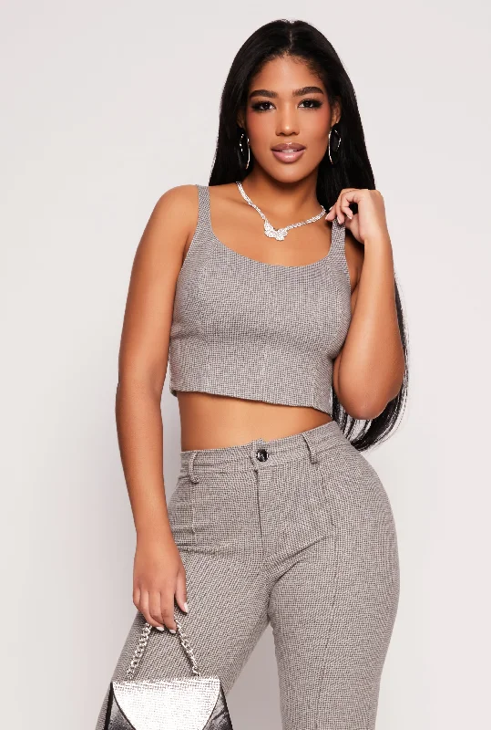 Casual Outfit For Women Iris Houndstooth Crop Top