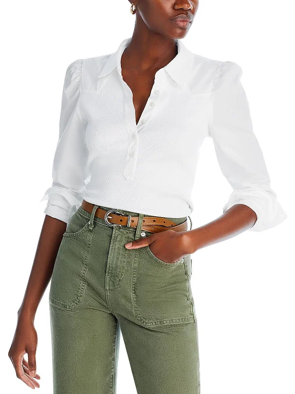 Women's Holiday Attire Womens Collar Button Blouse