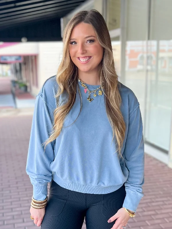 Women's Elegant Apparel Laid Back Sweatshirt-Blue Gray