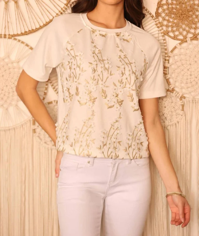 Casual Clothes For Women Kylee Short Sleeve Sweatshirt In White Blossom