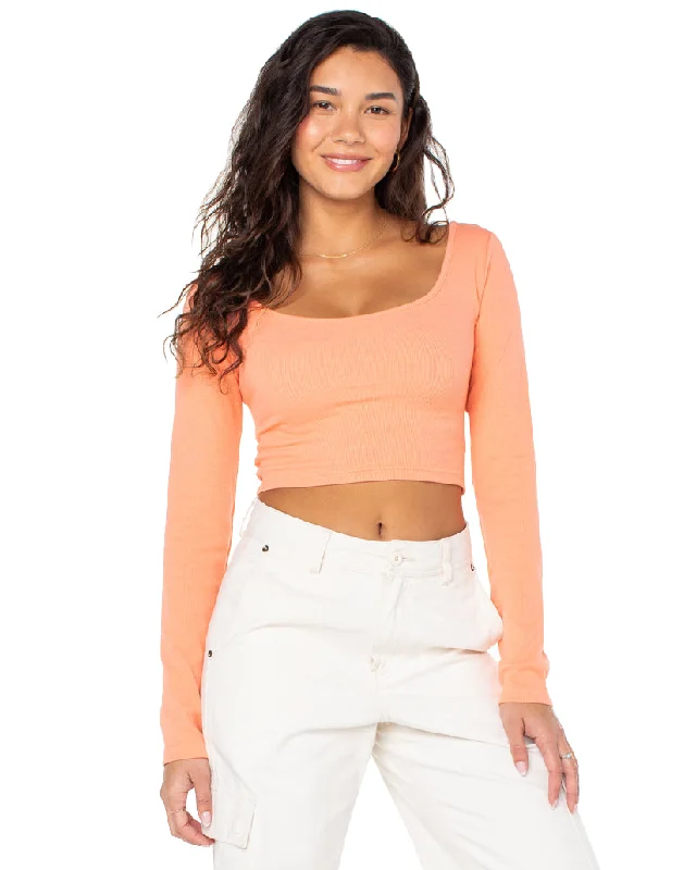 Women's Evening Attire Roxy Good Keepsake LS Ribbed Crop Top