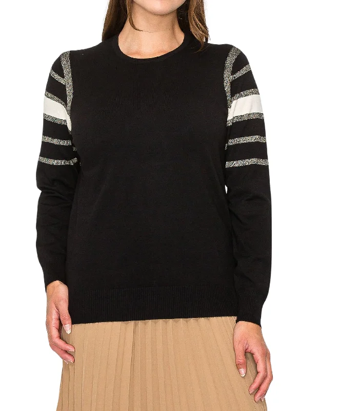 Women's Trendy Apparel Sweater w/ Shimmer Stripes