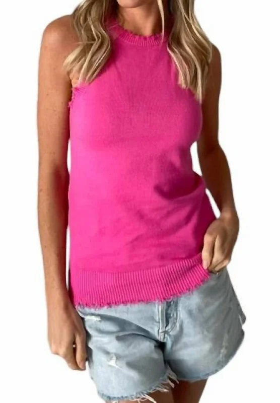 Women's Formal Event Outfit Emily Fringe Tank Top In Pink